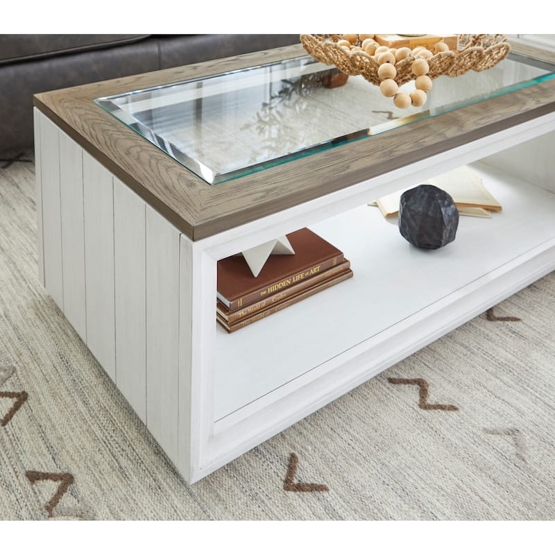 Melody White Wood Rectangular Coffee Table with Casters - 48" x 18" x 24"