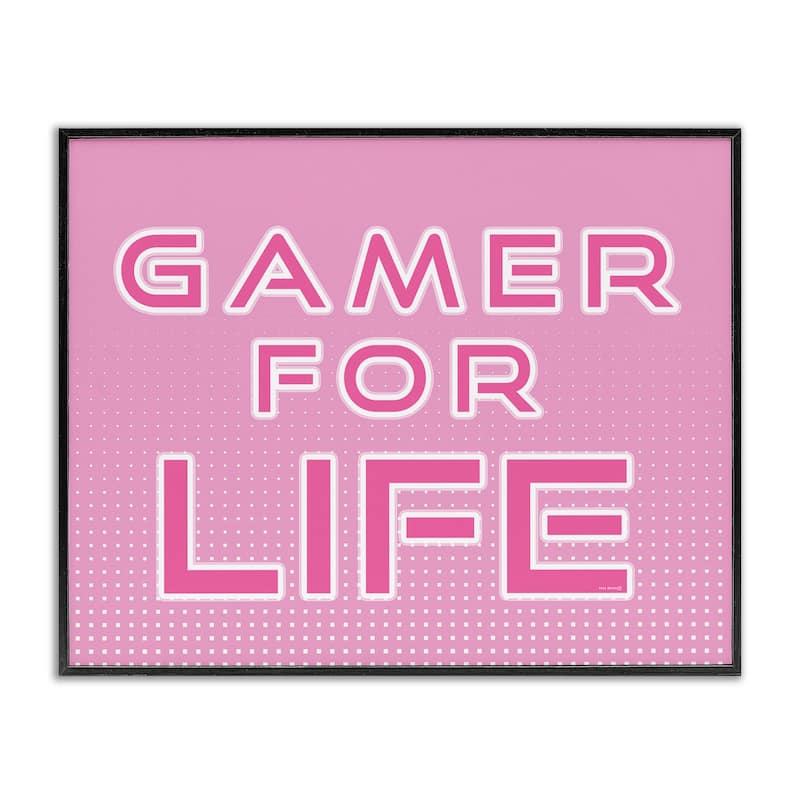 Stupell Pink Gamer For Life Framed Giclee Art Design By Yass Naffas Designs - 30 x 24 - Black