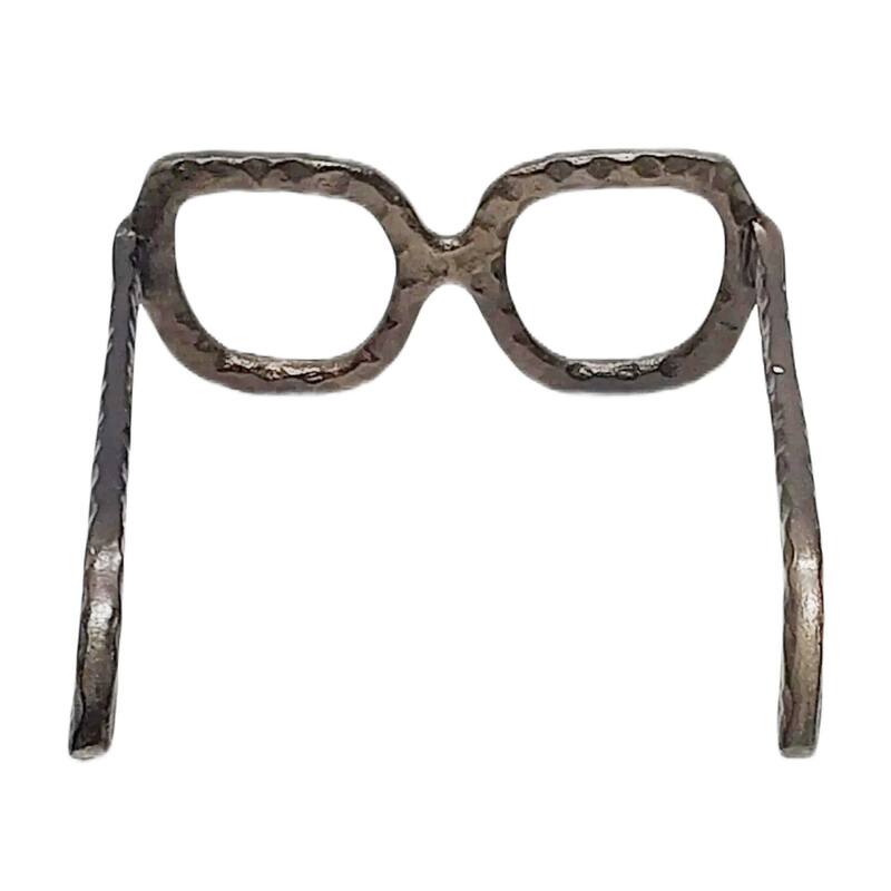 Metal Decorative Object Eyewear-Shaped Sculpture with Textured Design