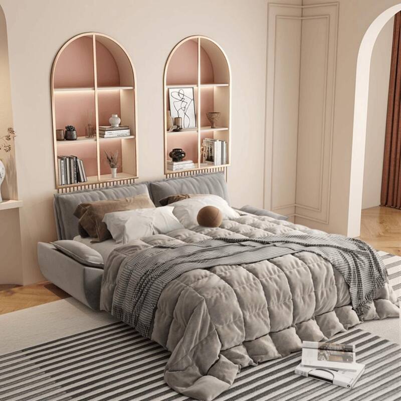 73.2" Multi-Functional Velvet Queen Pull Out 3-in-1 Convertible Sleeper Sofa