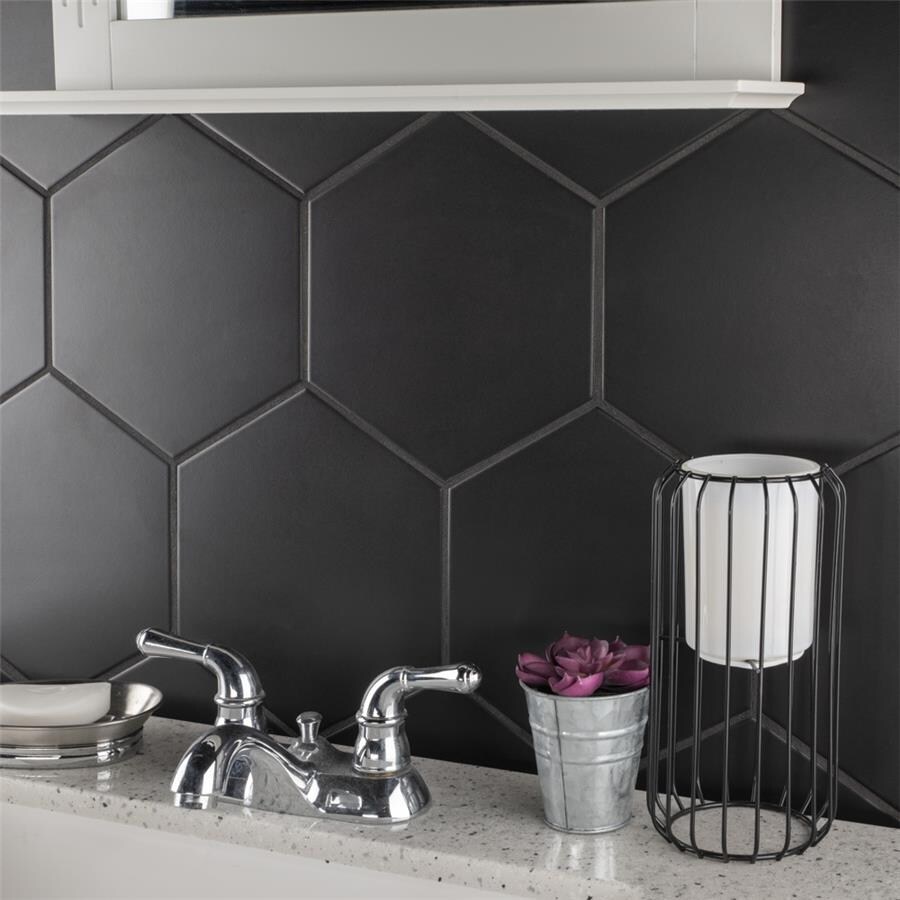 Shop Somertile 8 625x9 875 Inch Textilis Black Hex Porcelain Floor And Wall Tile 25 Tiles 11 56 Sqft Overstock 11863750 Sample