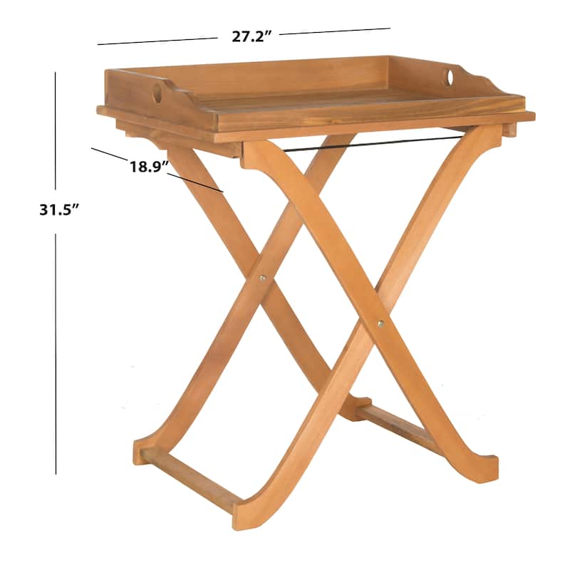 SAFAVIEH Outdoor Anastasiia Acacia Wood Folding Tray Table - 19Wx27Dx32H