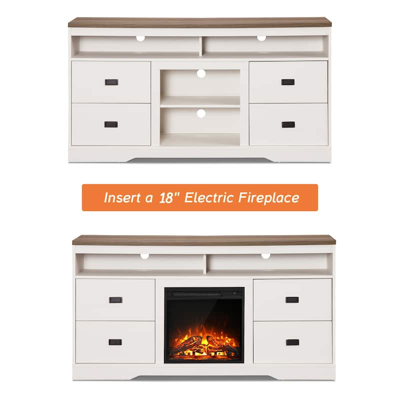Farmhouse Fireplace TV Stand for TVs Up to 65 70 Inch - 59"