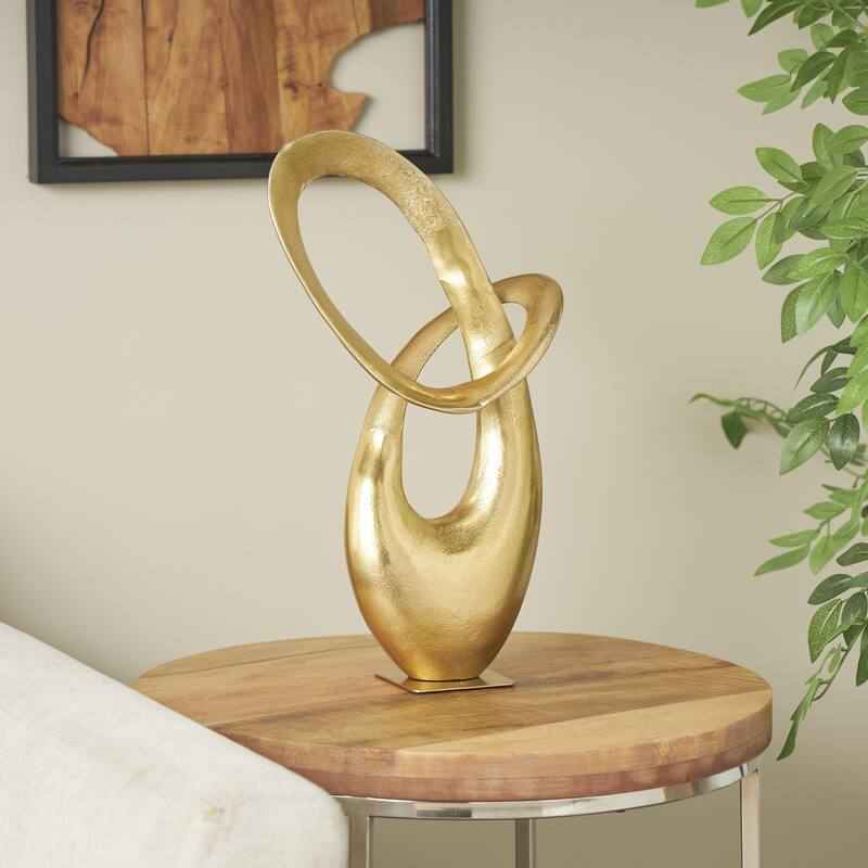 Aluminum Metal Abstract Decorative Sculpture - Dark Gray or Gold - Roche River Decor