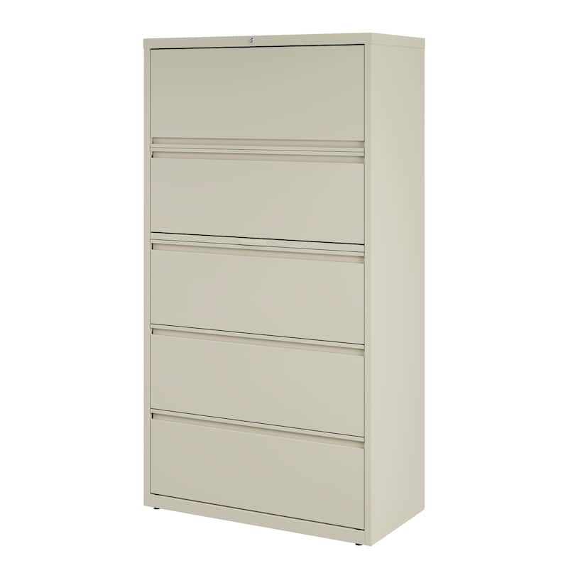 Hirsh 36-in Wide HL10000 Series 5 Drawer Lateral File Cabinet with Posting Shelf and Roll-Out Binder Storage, White