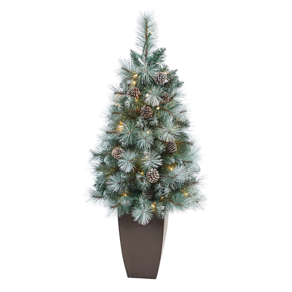Pre-Lit Columbia Pine Artificial Christmas Tree in Pot- 3.5' - Clear Lights - 3.5 Foot