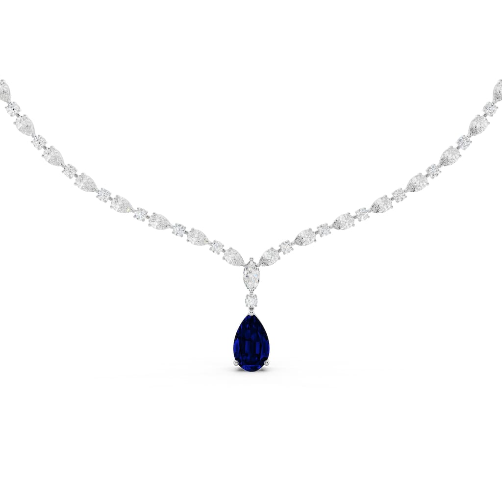 Auriya 14K Gold Lab Grown Alternating Diamond Lined Pear Drop Necklace 16 7/8 ct. tw. (F-G VS)