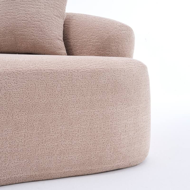 GDFStudio - Soft Upholstered Curved Loveseat Sofa with 3 Pillows for Small Spaces