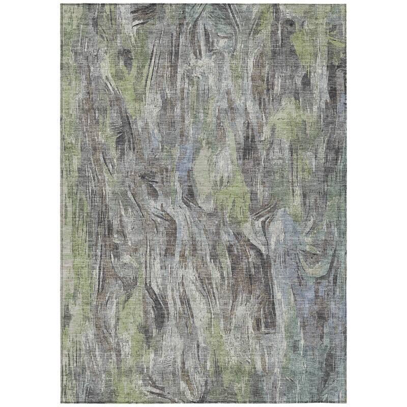 Machine Washable Indoor/ Outdoor Brushstrokes Modern Chantille Rug