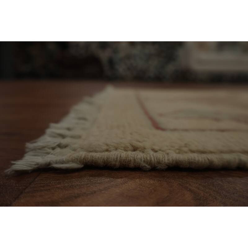 Hand Knotted Oriental 100% Wool Carpet Traditional Floral Beige & Ivories Peshawar Area Rug - 3' 3'' X 1' 8''
