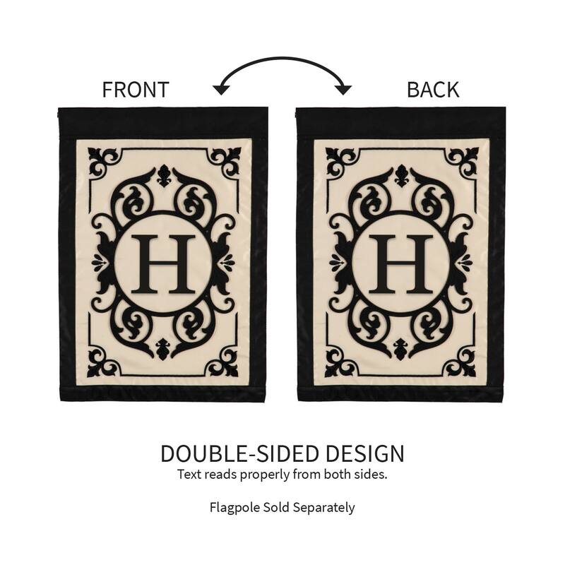 12.5 in. x 18 in. Cambridge Monogram Garden Applique Flag Letter H