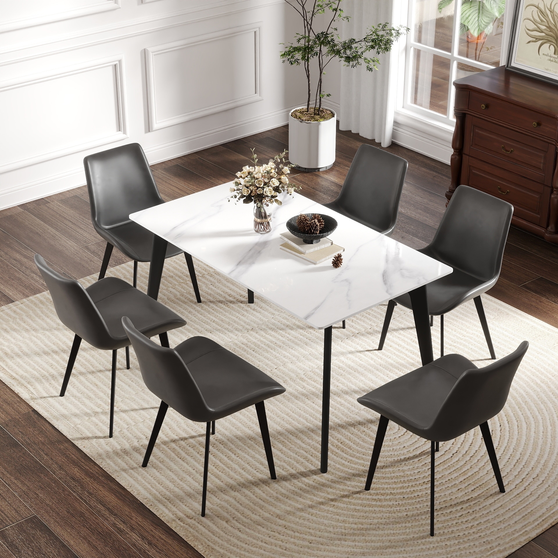 White Round Tulip Dining Table With MDF Top And Pedestal Base