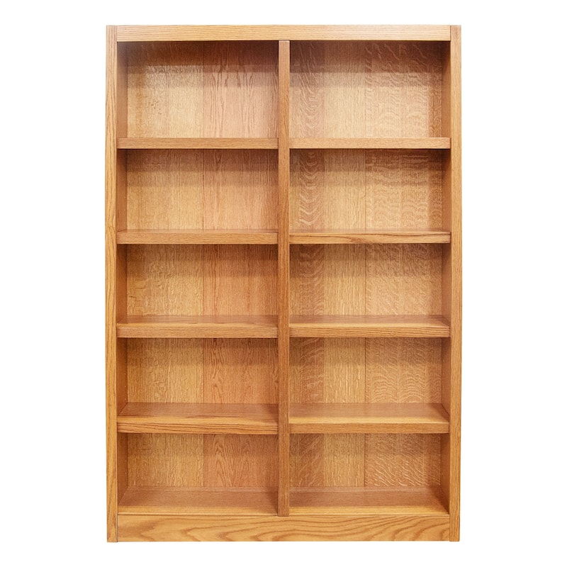 Concepts in Wood Double Wide Wood Bookcase, 10 Shelf, 72 inch Tall