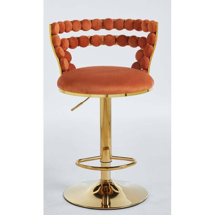 Modern Bar chair(set of 2 ) with golden color iron tube legs, soft cushions and comfortable backrest