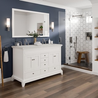 Elite Stamford 48 in. W x 22 in. D x 34 in. H Bath Vanity in Gray with White Carrara Marble Top with White Sink