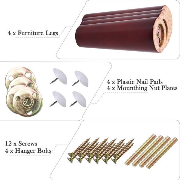 Shop 7 1 Inch Round Solid Wood Furniture Legs Sofa Couch Chair Closet Cabinet Feet Replacement Adjuster Set Of 4 Overstock 28765298