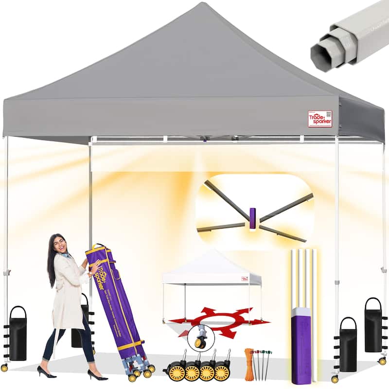 Tradesparker Ez Pop Up Canopy Tent Commercial Instant Canopies - 10X10ft without sidewall - Gray