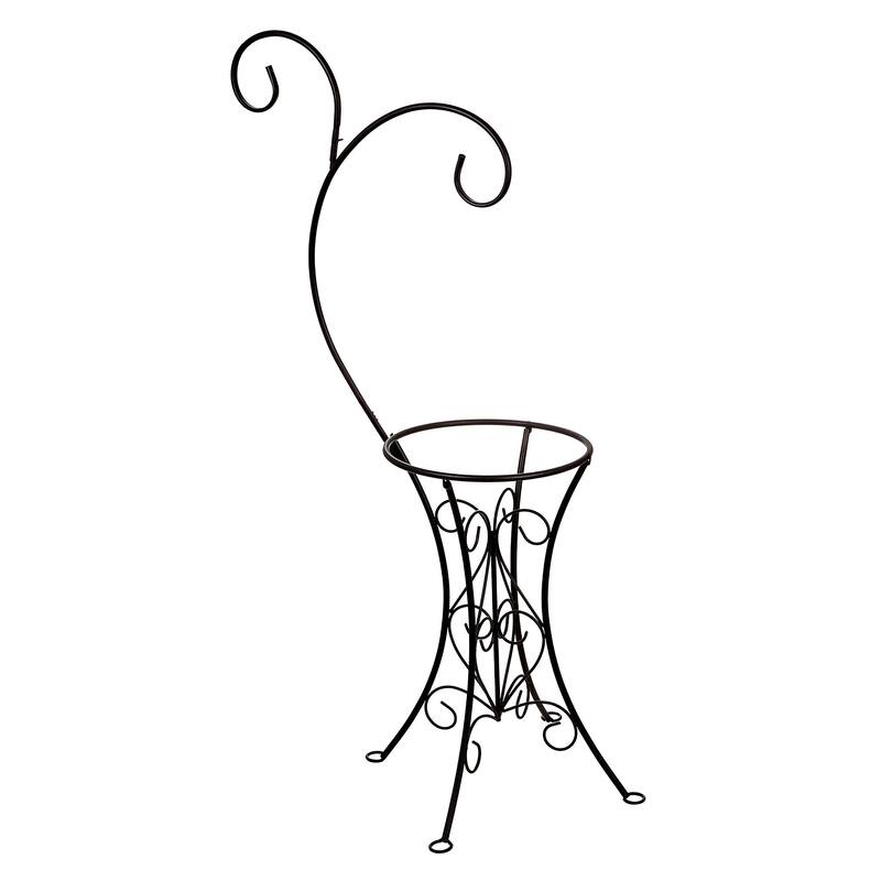 Decorative Metal Bird Bath Stand, Dual Shepards Hook