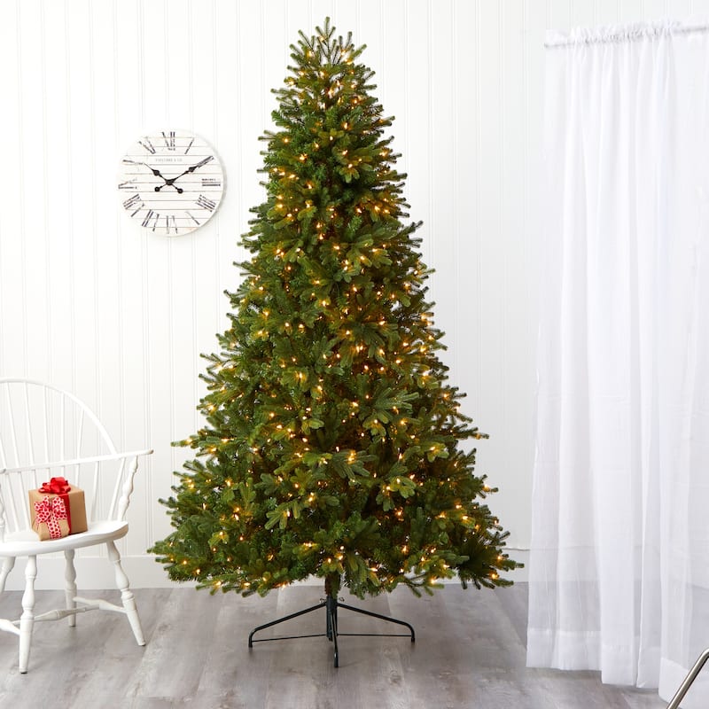 7.5ft. Fir Artificial Christmas Tree with 600 Clear Lights & 1610 Branches - Majestic Seasonal Holiday X-Mas Centerpiece