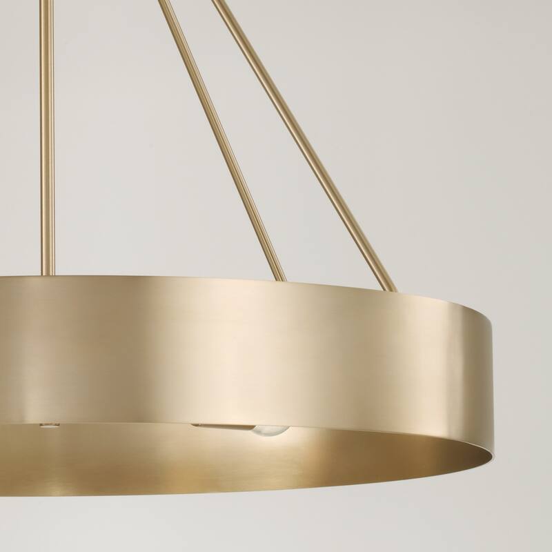 27.50"W x 24.25"H 4-Light Modern Circular Metal Chandelier with Painted Matte Brass Interior