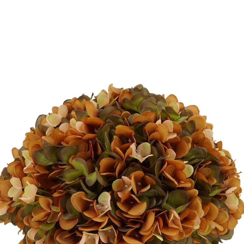 Faux Hydrangea in Matte Brown Tapered Zinc Cube