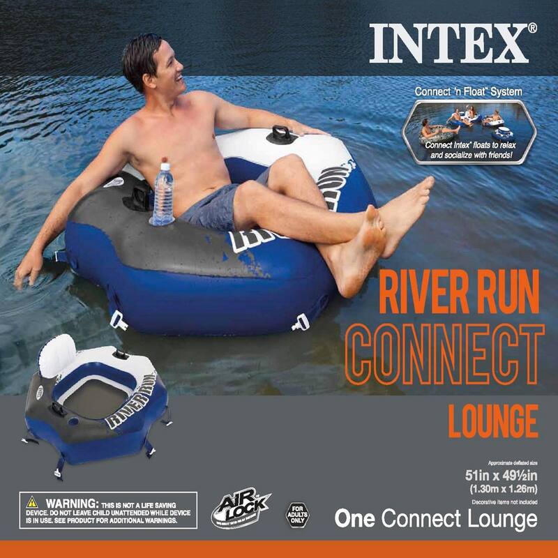 Intex Connect Inflatable Floating Tube 2 Pack w/ Intex 1-Person Inflatable Tube - 6.5