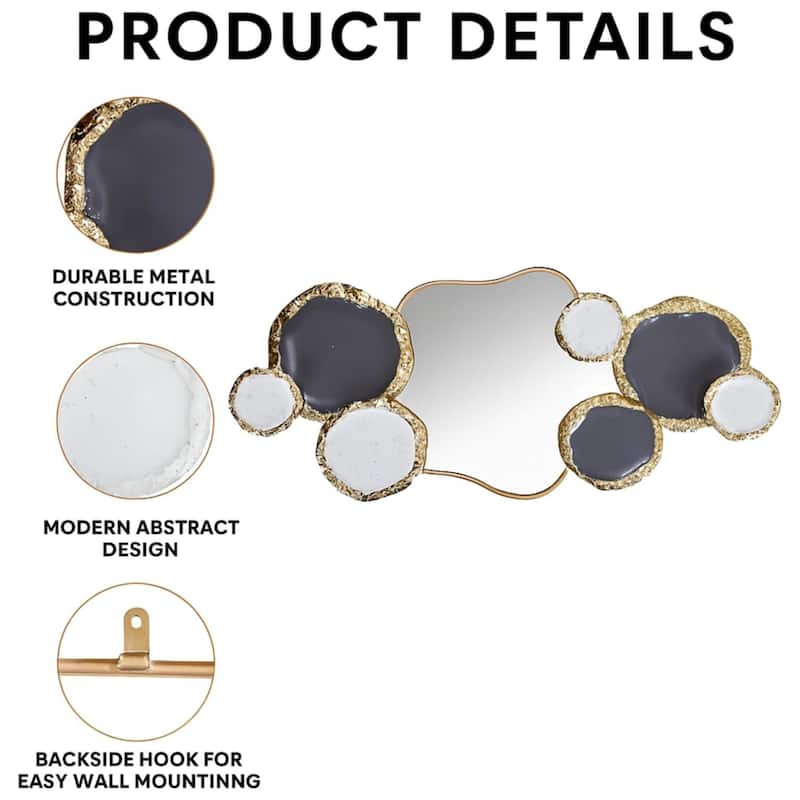 Gold Large Horizontal Mirrored Metal Wall Art 49x22 Abstract Decor