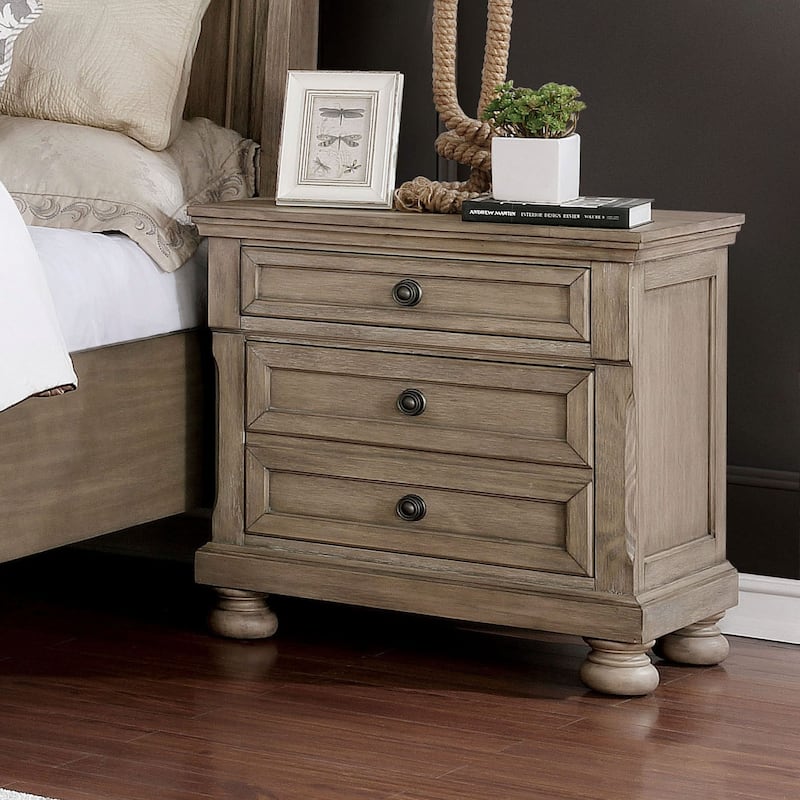 Nahkohe Transitional Grey Solid Wood 2-Drawer Nightstand by Carbon Loft