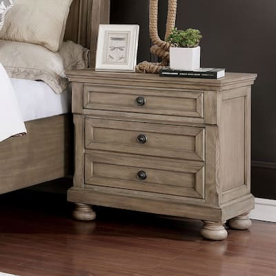 Nahkohe Transitional Grey Solid Wood 2-Drawer Nightstand by Carbon Loft