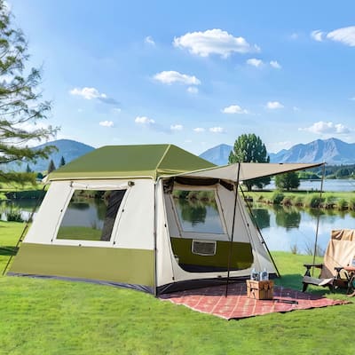 EROMMY Instant Cabin Tent 4/6/8/10 Person - 60 Second Setup, Waterproof Family Camping Tent with Rainfly & Carry Bag, 4-Season