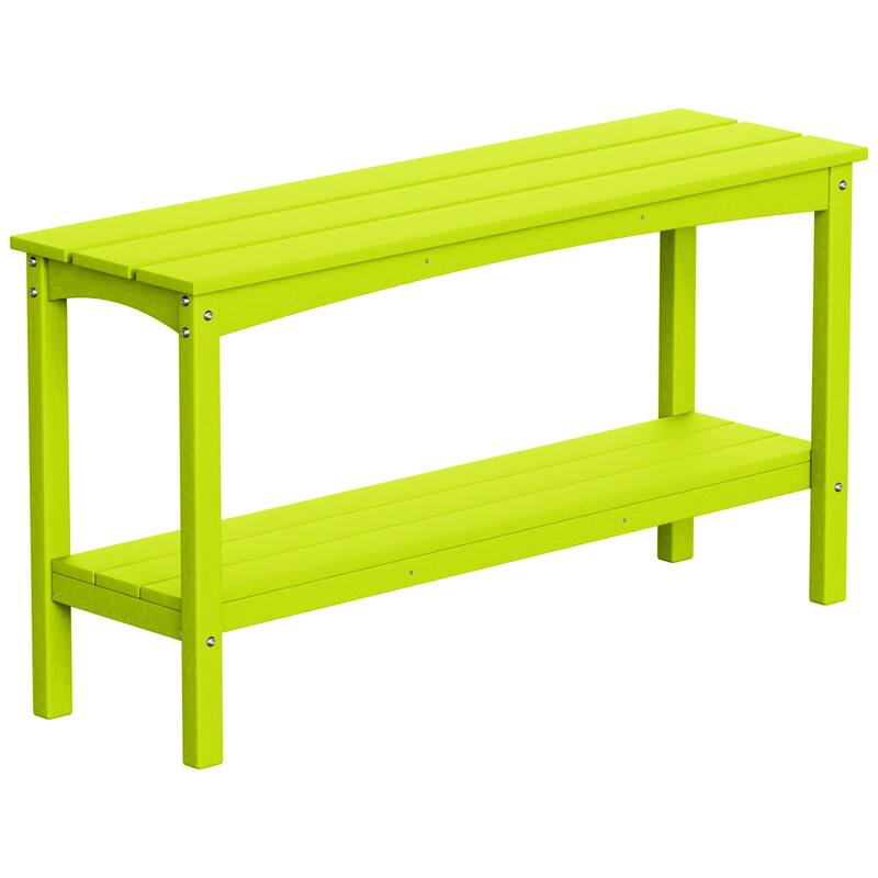 Laguna Hdpe All Weather Outdoor Patio Two Shelf Table - Lime