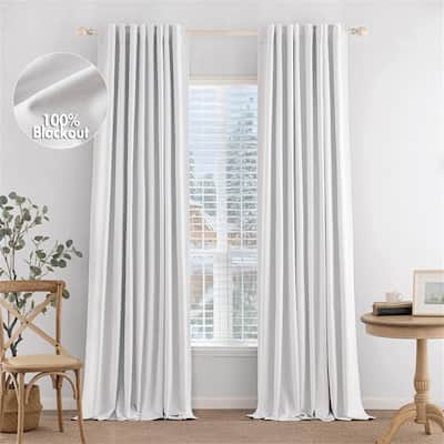 White Blackout Curtains 90" Back Tab/Rod Pocket