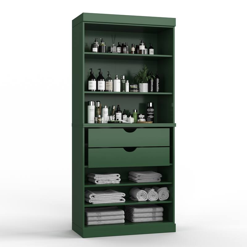 100% Solid Wood 32" Bathroom Cabinet with Optional Doors, 2-Drawers by Palace Imports