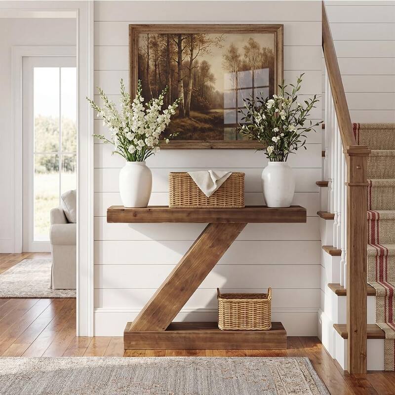 41.3 Inch Solid Wood Entryway Console Table, Farmhouse Sofa Table Behind Couch - 41.3" L x 11.8" W x 31.8" H