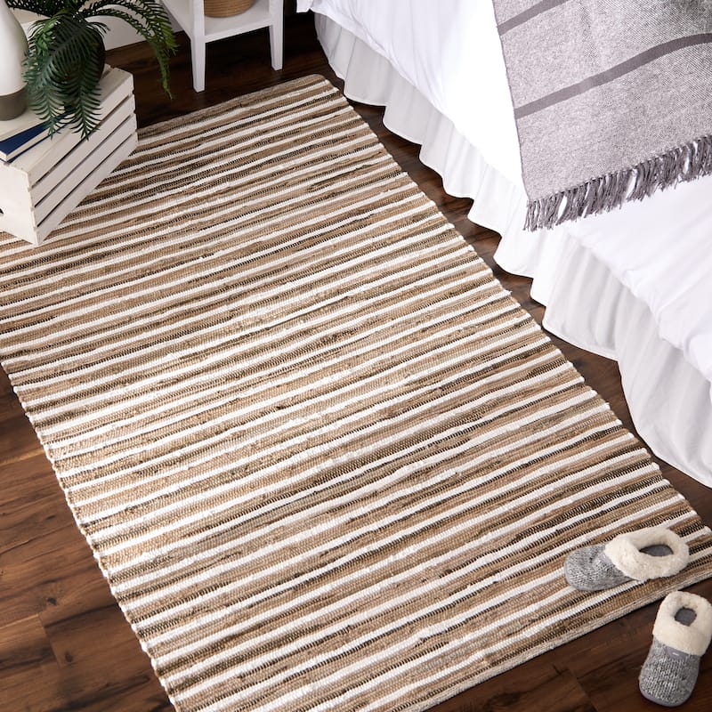 Stonewash Blue Slim Stripe Cotton Chindi Rug 2Ft 3Inx6Ft