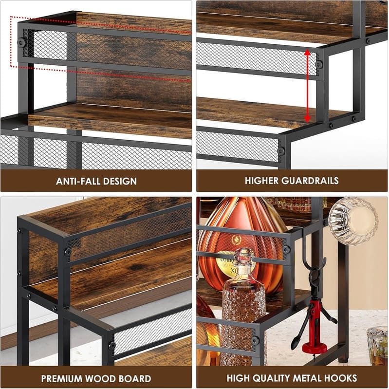 3 Tier Wine Rack Countertop Liquor Cabinet Bottle Display Shelf