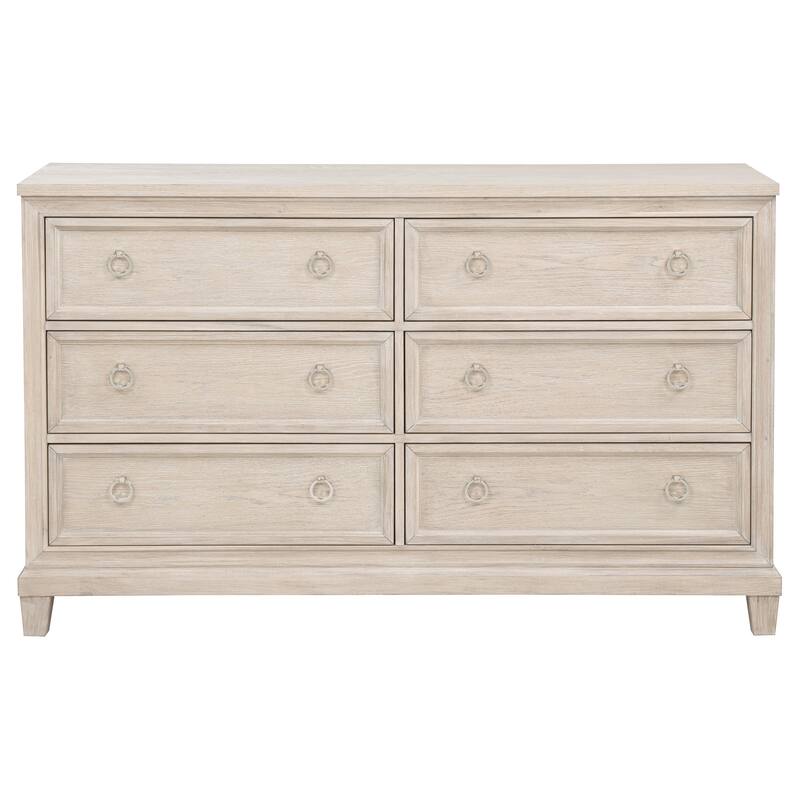 Pembroke 6-drawer Bedroom Dresser with Mirror Washed Oak