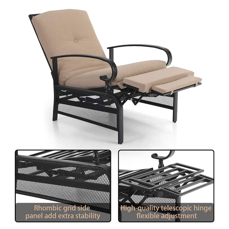 MAISON ARTS Adjustable Recliner Lounge Chair & Bistro Table Set - Perfect for Outdoor, Patio, Garden, and Porch