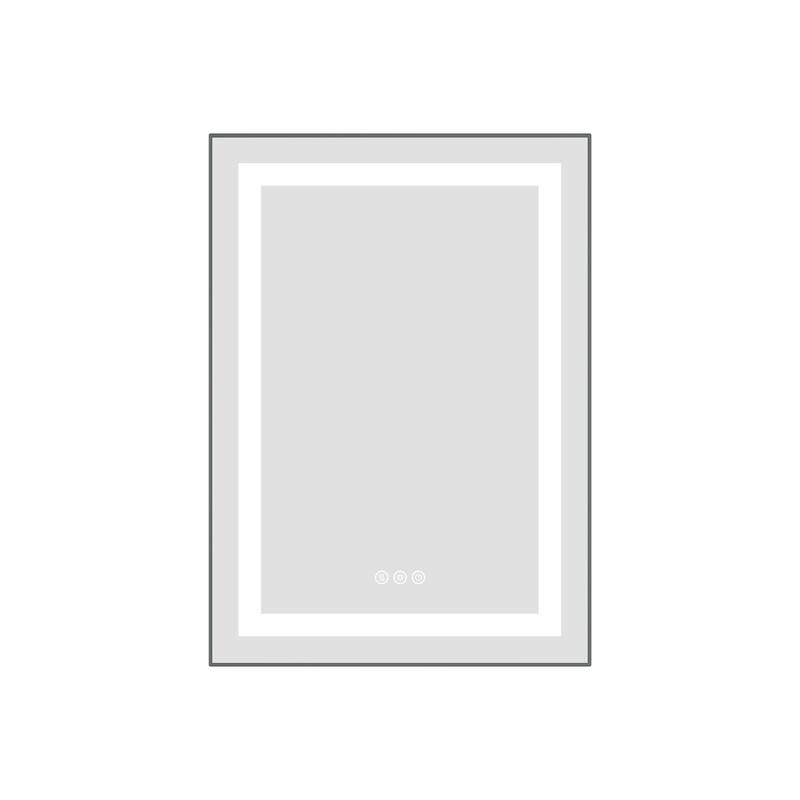 20" x 28" LED Bathroom Mirror with Front and Backlight, Wall Mounted Vanity Mirror with Aluminum Frame, Anti-Fog - Gun Ash