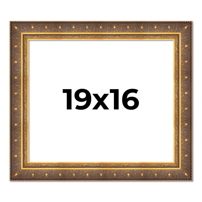 19x16 Frame Vintage Gold Solid Wood Picture Frame | 2.5 Inch Moulding