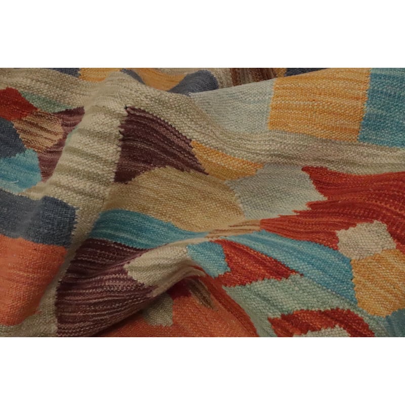 Hand Woven Oriental 100% Wool Carpet Southwestern Tribal Multi-Colored Kilim Area Rug - 6' 5'' X 4' 10''