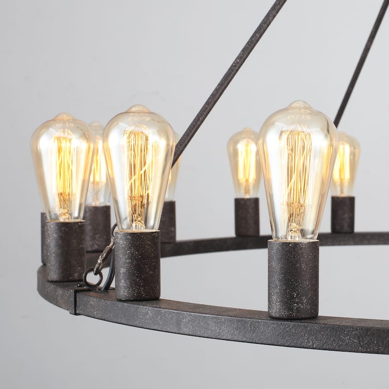 20 - Light Farmhouse Metal Round Industrial Chandelier for Dining Room Entryway Kitchen Island - N/A