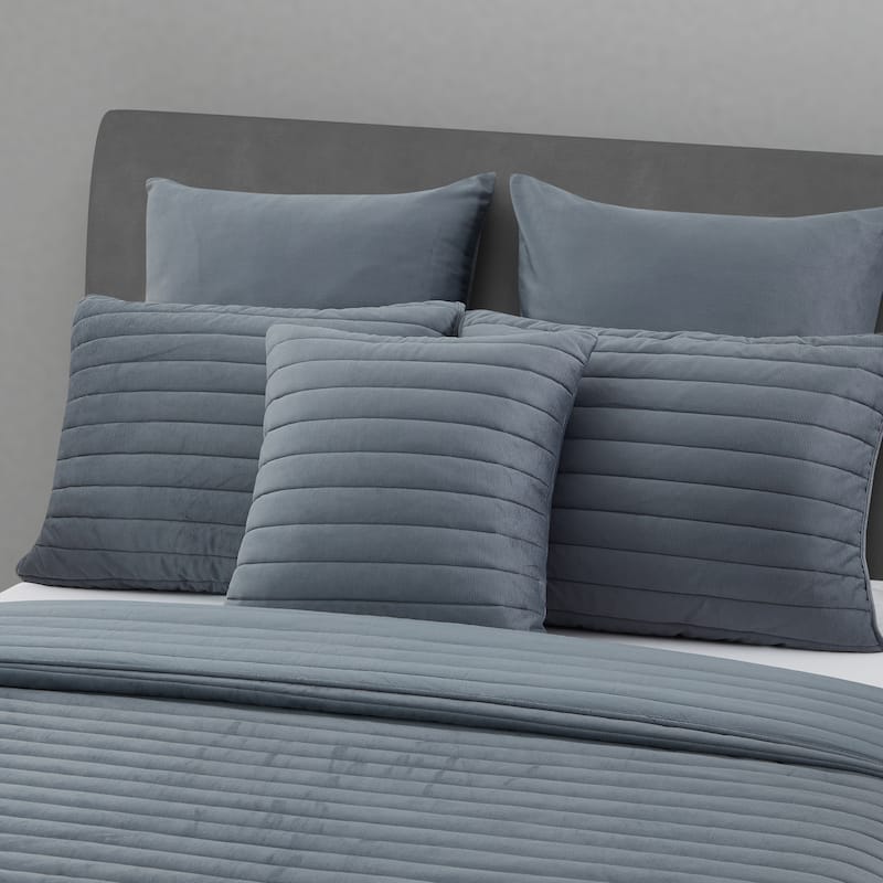 Valencia 20" Square Quilted Decorative Throw Pillow - Steel Blue