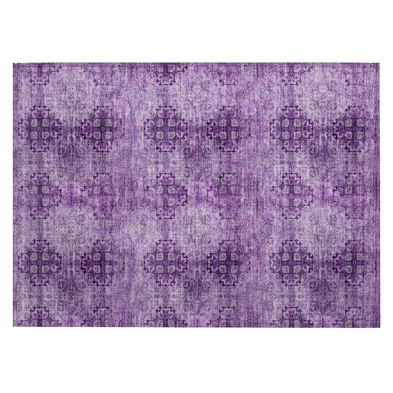 Machine Washable Indoor/ Outdoor Vintage Medallions Chantille Rug