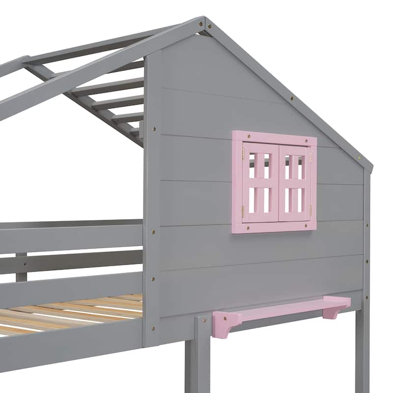 Twin over Twin Solid Wood Bunk Bed with Storage