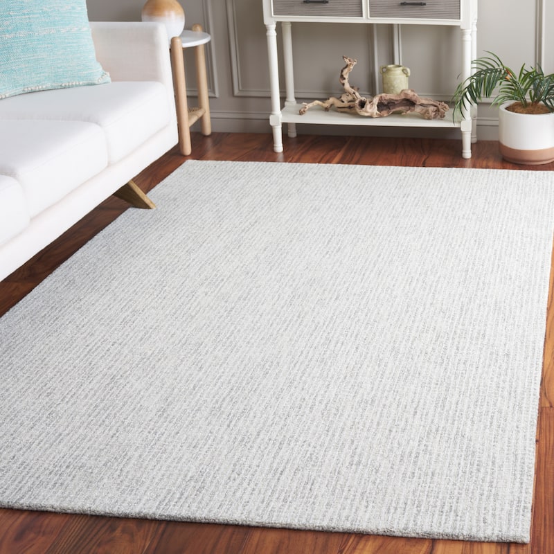 SAFAVIEH Handmade Ebony Herfriede Modern & Contemporary Wool Rug - 6' Square - Grey/Ivory