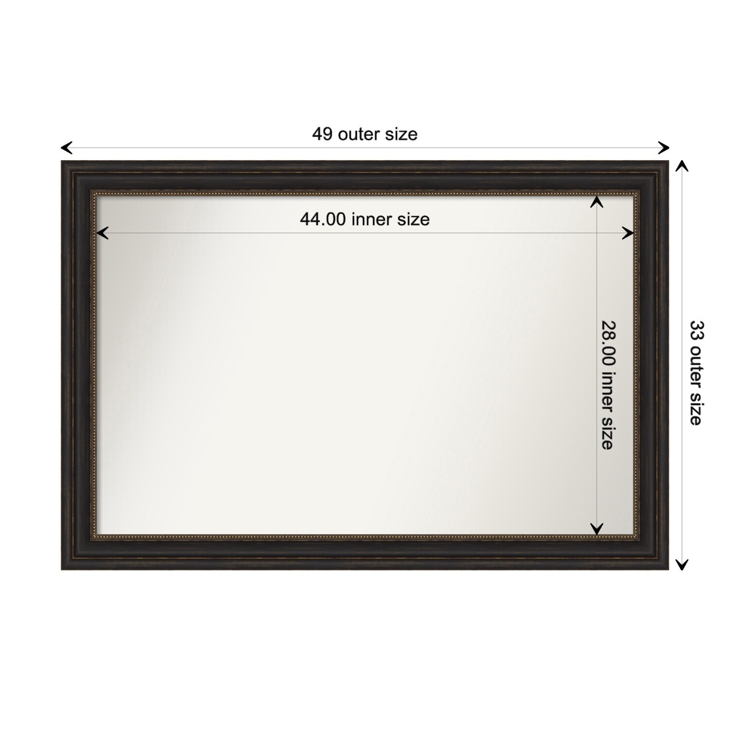 Accent Bronze Framed Non-Beveled Custom Wall Mirror, Bathroom Vanity Mirror