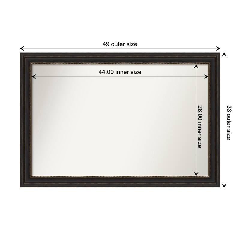 Accent Bronze Framed Non-Beveled Custom Wall Mirror, Bathroom Vanity Mirror - Outer Size: 49 x 33