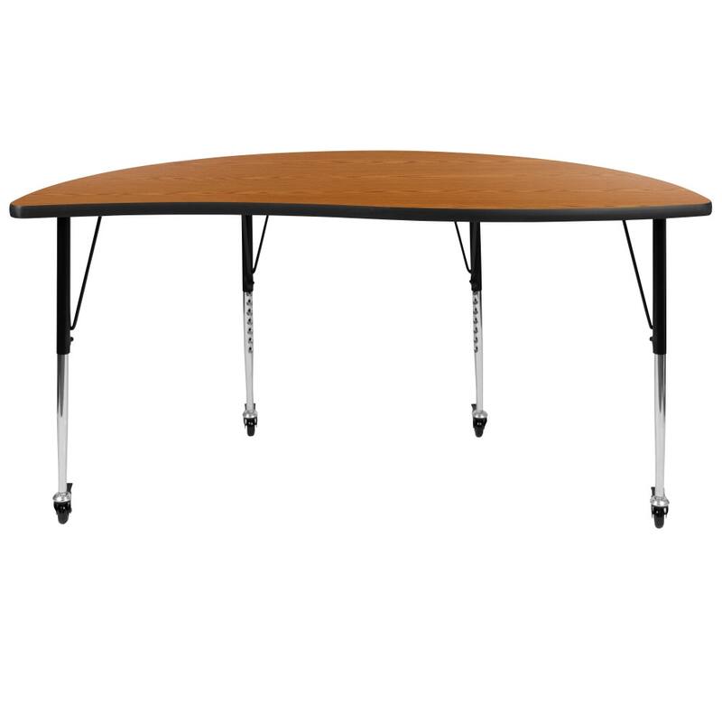 Mobile 60" Half Circle Wave Collaborative Adjustable Height Activity Table