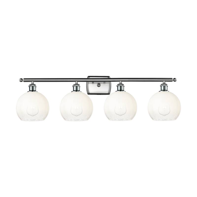 Innovations Lighting Endless Possibilities Ballston - Brookhaven Globe - 4 Light 38" Bath Vanity Light - Brushed Satin Nickel/Opal